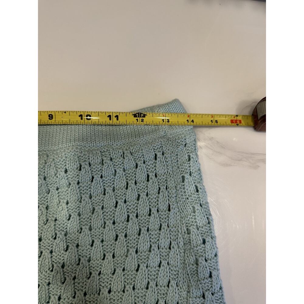 Athleta Crochet Knit Skirt Mint Green Cotton Eyelet Scalloped Hem SizeSmall Boho - Picture 7 of 8